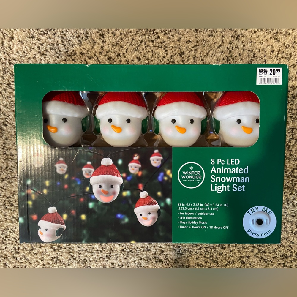 8 piece LED animated snowman light set
